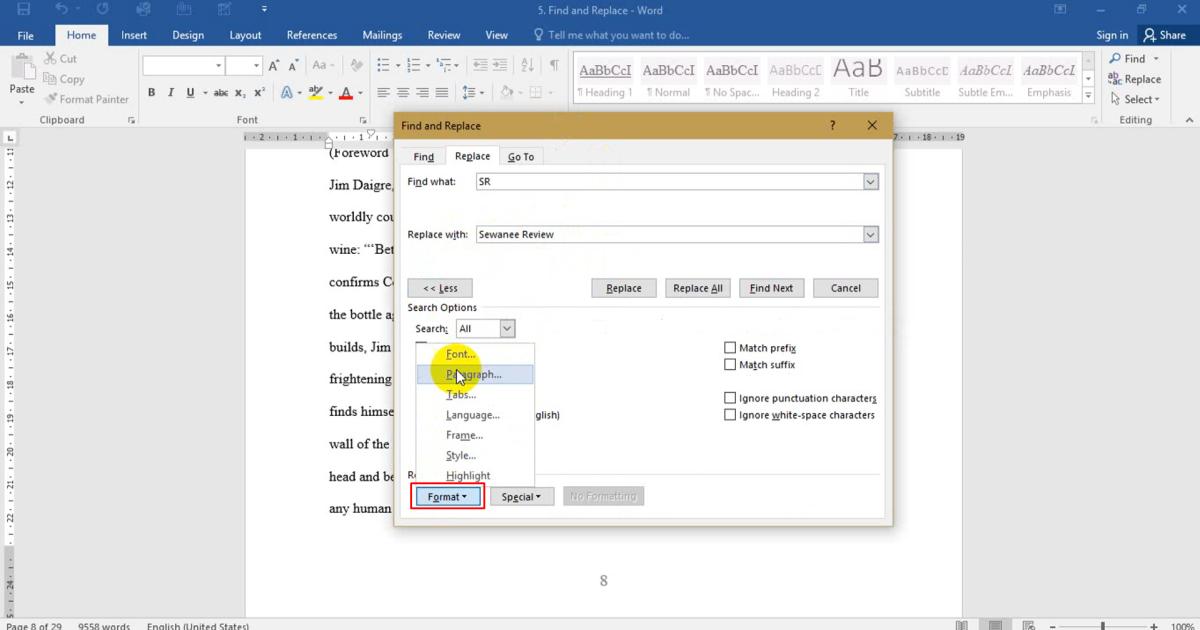 Hướng dẫn sử dụng chức năng Find & Replace trong Word