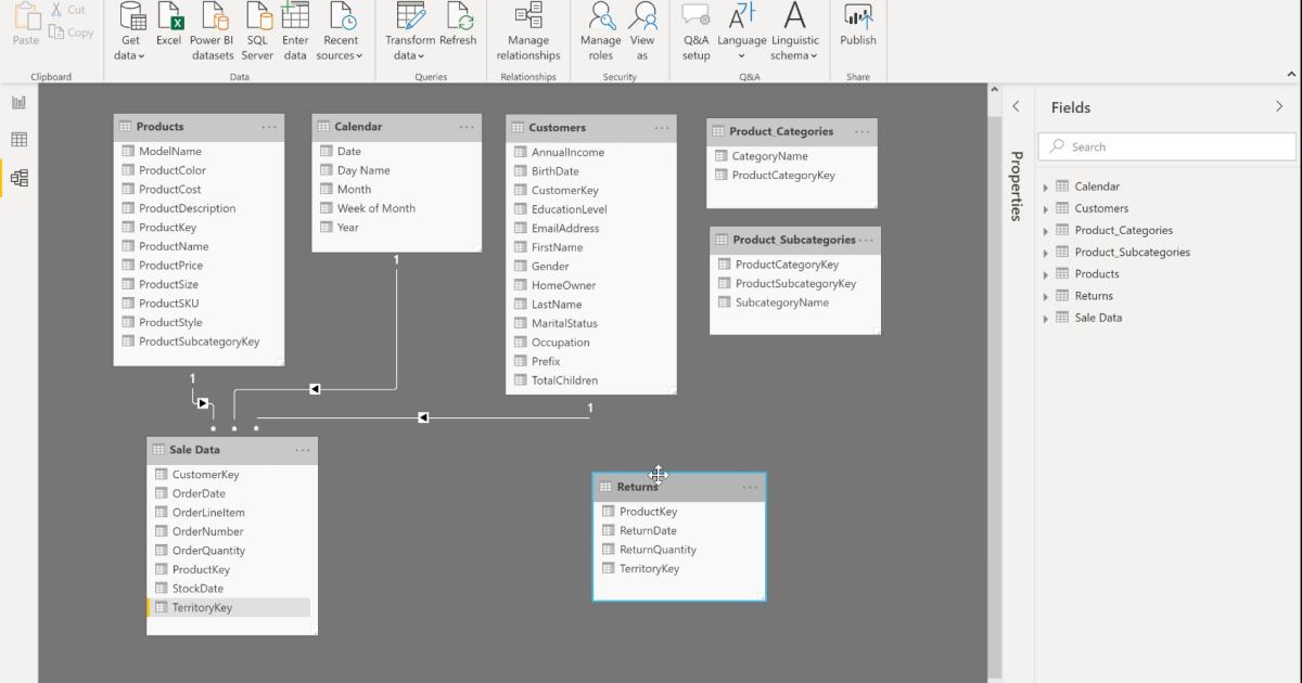 Những lưu ý khi kết nối nhiều bảng trong Data Model với PowerBI