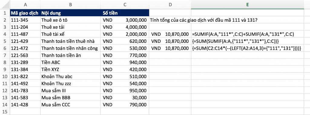 Tổng hợp những cách kết hợp của hàm VLOOKUP, SUM và SUMIF.