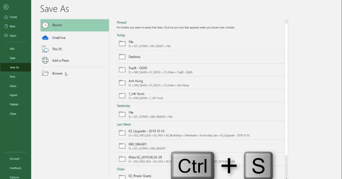 Một số thao tác thường dùng với Workbook trong Excel