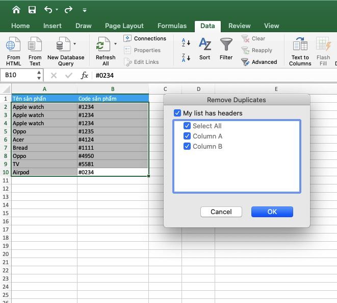 Hướng dẫn cách rà soát dữ liệu và loại bỏ dữ liệu bị trùng trong Excel