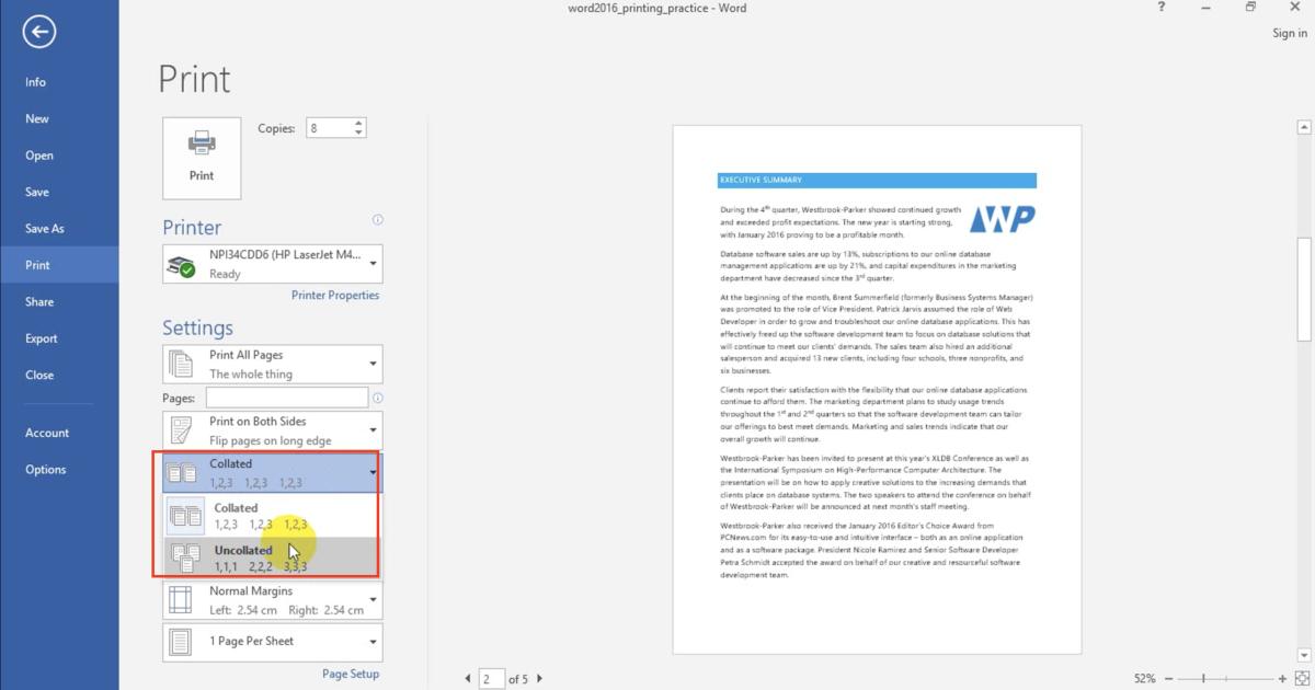 Cách chỉnh trang in trong Word
