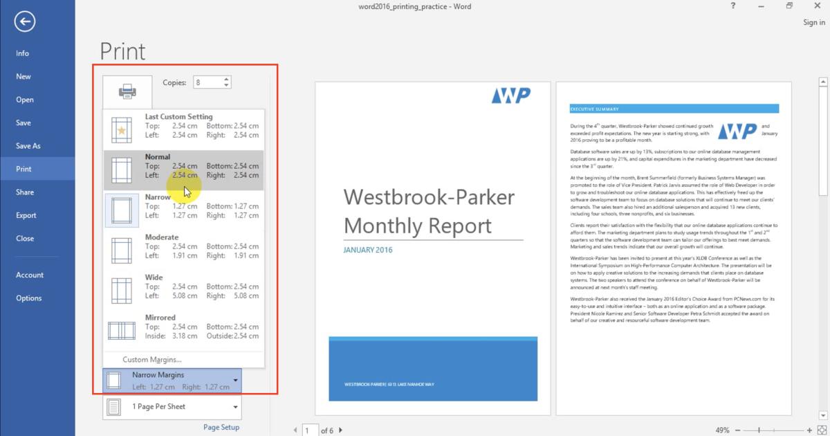 Cách chỉnh trang in trong Word
