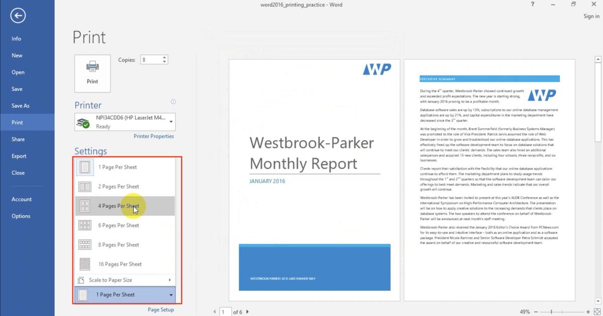 Cách chỉnh trang in trong Word