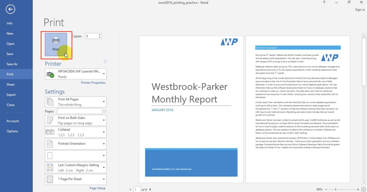Cách chỉnh trang in trong Word