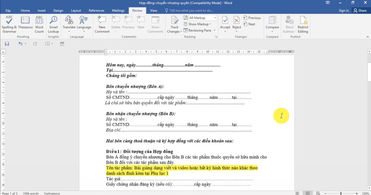 Cộng tác làm việc trên Word qua tính năng Comment trong Word