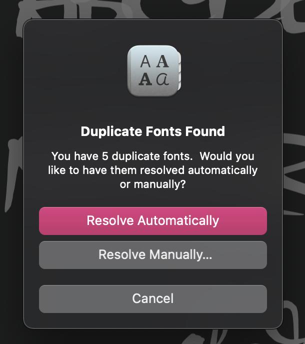 Loại bỏ font chữ trùng lặp trên macbook