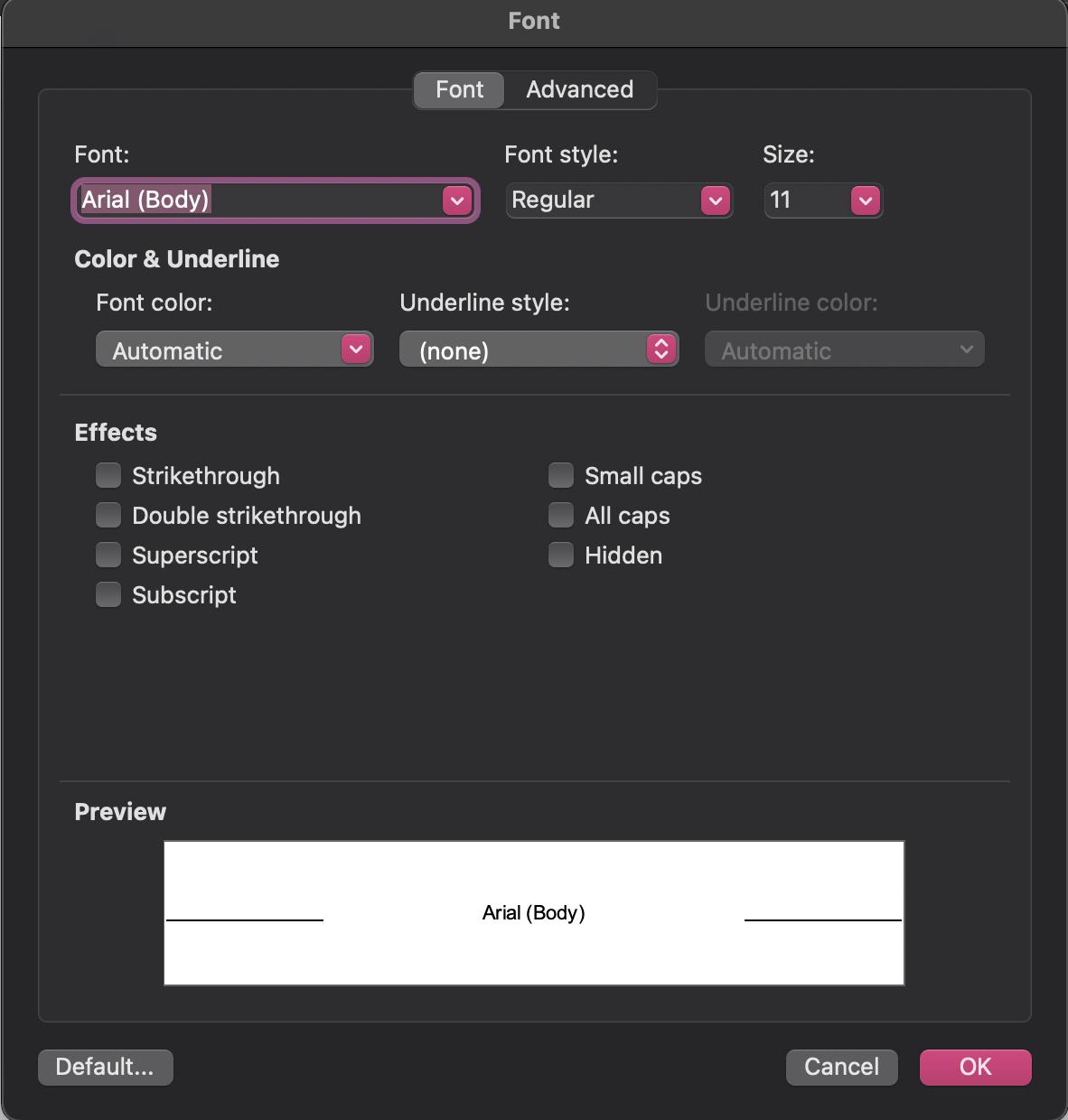 định dạng lại font chữ trên Macbook