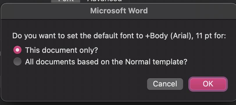Lưu cài đặt font chữ mặc định trên word