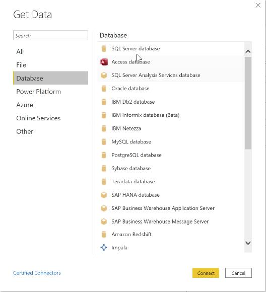 Các nguồn dữ liệu có thể kết nối với PowerBI