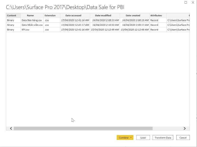 Các nguồn dữ liệu có thể kết nối với PowerBI