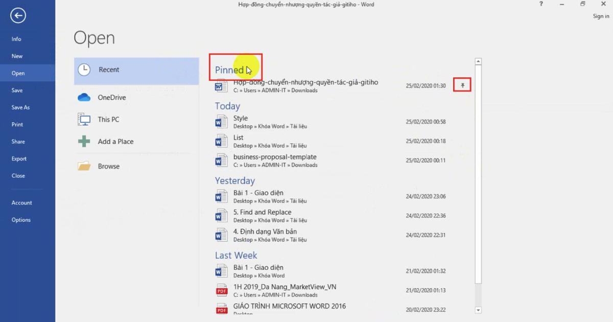 Các thao tác mở, tạo tài liệu, lưu tài liệu và chia sẻ tài liệu trong Word