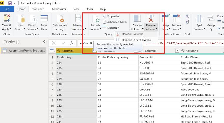 Hướng dẫn các thao tác Edit Table cơ bản trên PowerBI