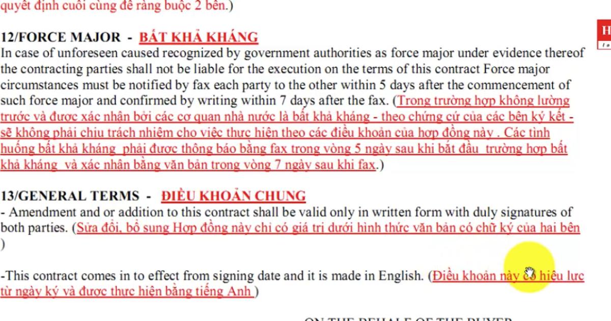 Những thành phần xuất hiện trong một hợp đồng xuất nhập khẩu