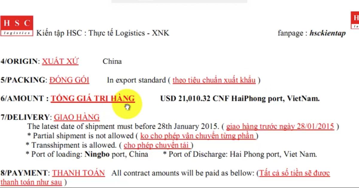 Những thành phần xuất hiện trong một hợp đồng xuất nhập khẩu