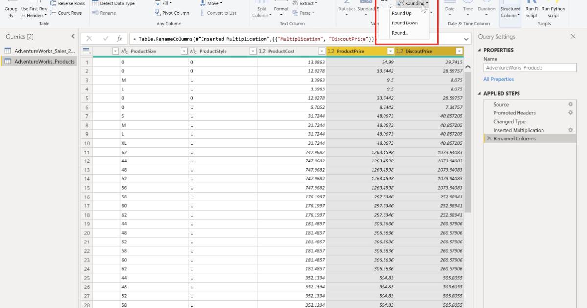 Các chức năng xử lý kiểu dữ liệu Number trong PowerBI