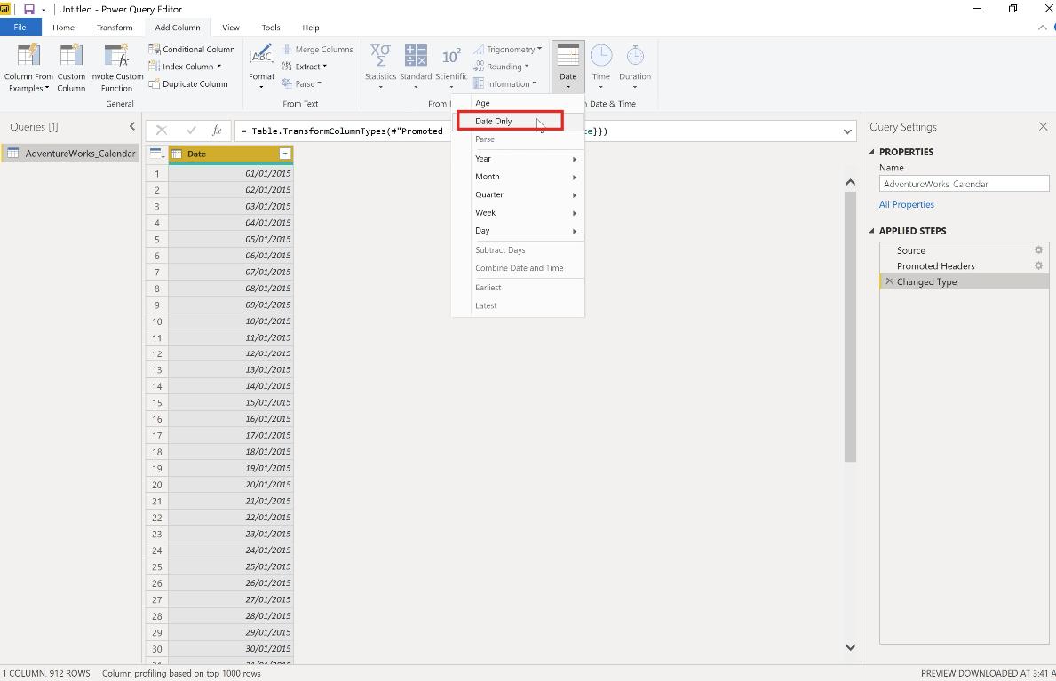 Các chức năng và công cụ xử lý dữ liệu dạng Date của PowerBI