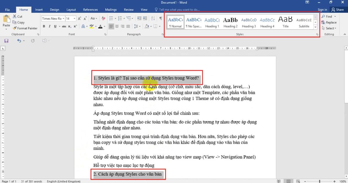 Cùng tìm hiểu về thư viện Style để soạn thảo văn bản Word 2021