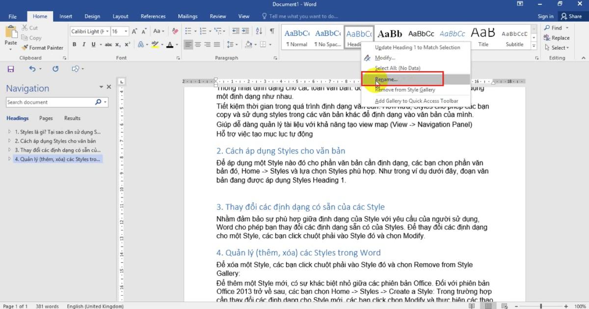 Cùng tìm hiểu về thư viện Style để soạn thảo văn bản Word 2021