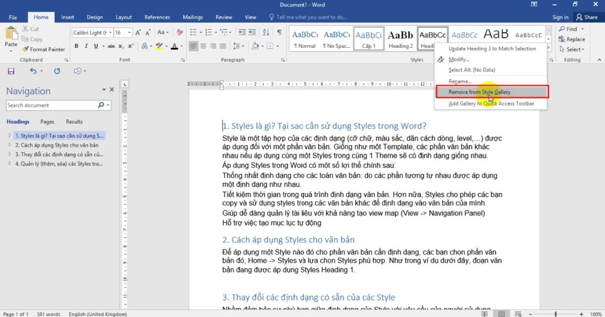 Cùng tìm hiểu về thư viện Style để soạn thảo văn bản Word 2021
