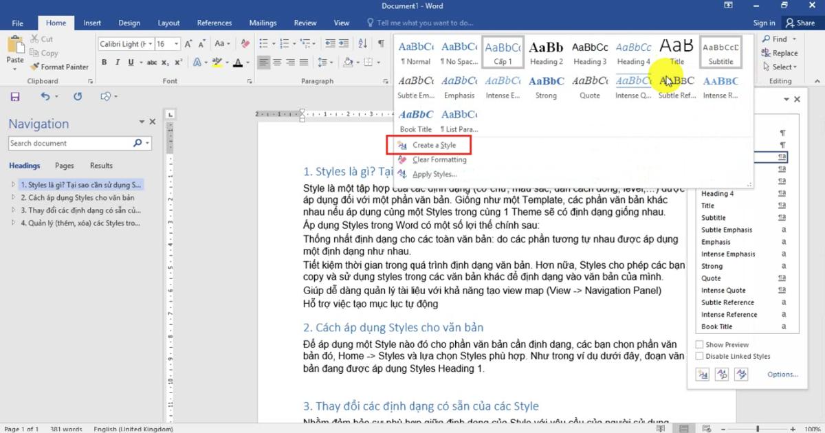 Cùng tìm hiểu về thư viện Style để soạn thảo văn bản Word 2021