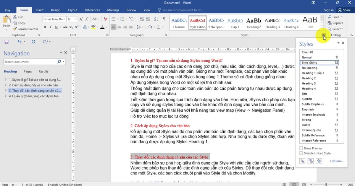 Cùng tìm hiểu về thư viện Style để soạn thảo văn bản Word 2021