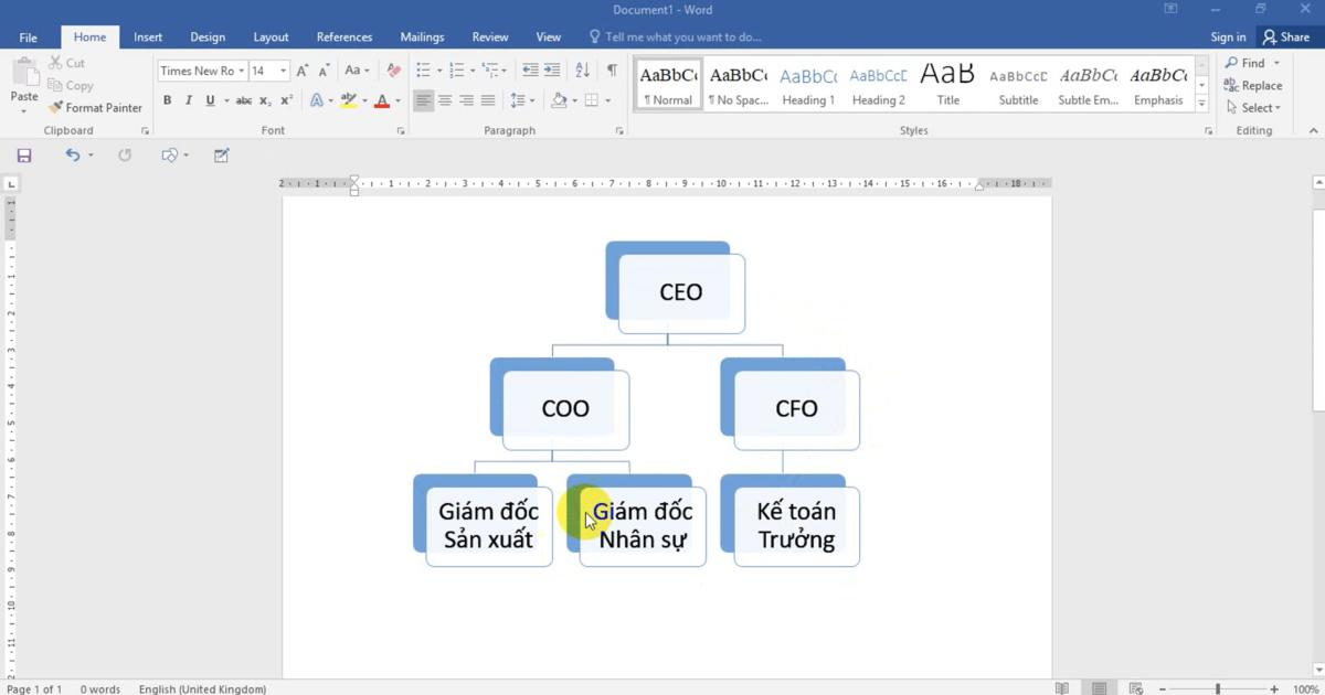 Thao tác Chèn các hình minh họa đặc biệt (SmartArt) và định dạng với Word