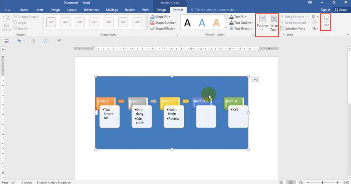 Thao tác Chèn các hình minh họa đặc biệt (SmartArt) và định dạng với Word