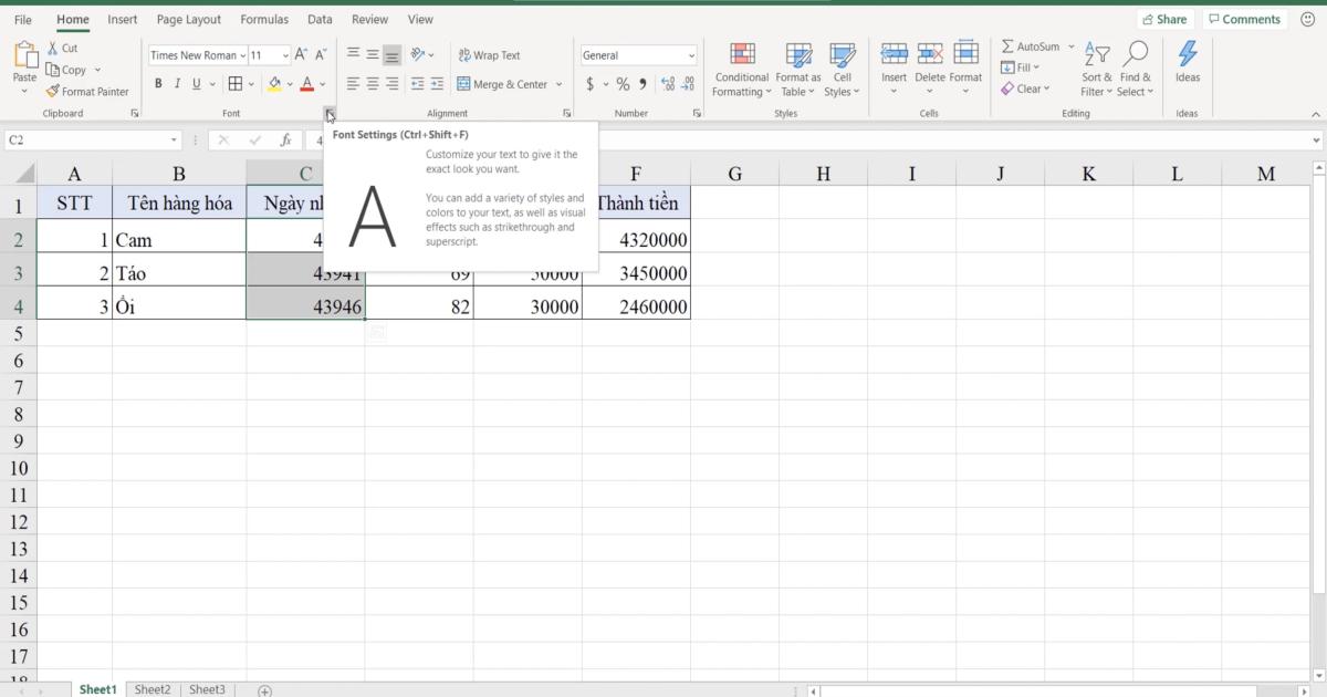 Cách định dạng dữ liệu Text, Number, Date trong Excel