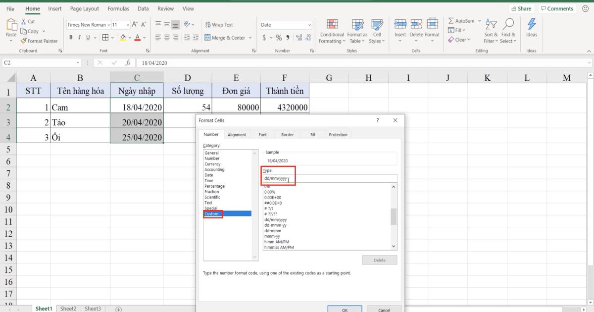 Cách định dạng dữ liệu Text, Number, Date trong Excel