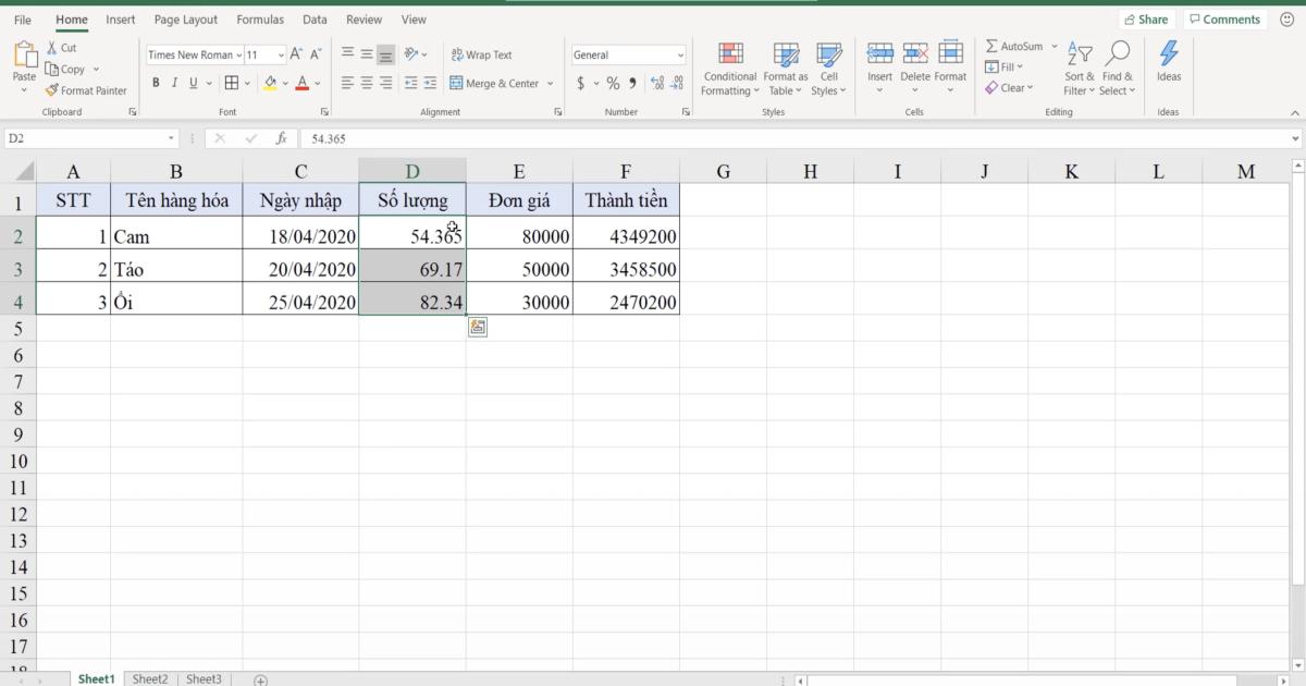 Cách định dạng dữ liệu Text, Number, Date trong Excel