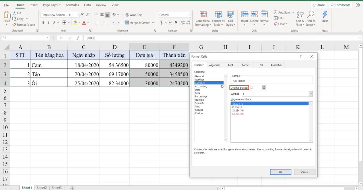 Cách định dạng dữ liệu Text, Number, Date trong Excel