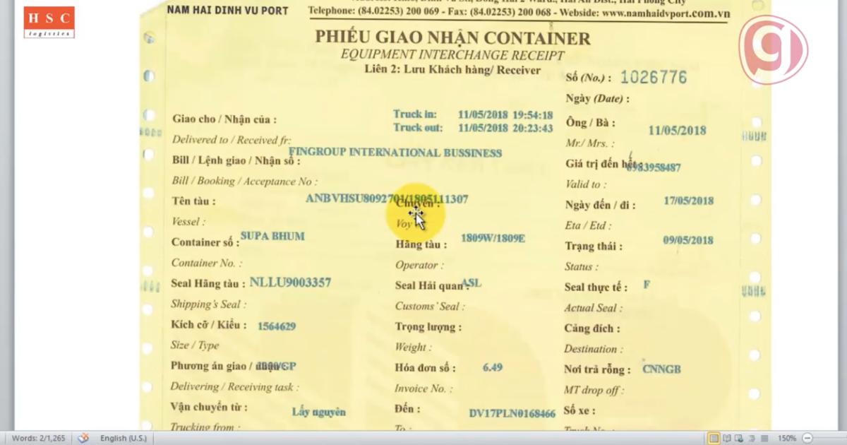 Phôi phiếu EIR là gì? Cách khai phôi phiếu EIR tại cảng