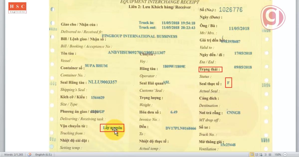 Phôi phiếu EIR là gì? Cách khai phôi phiếu EIR tại cảng