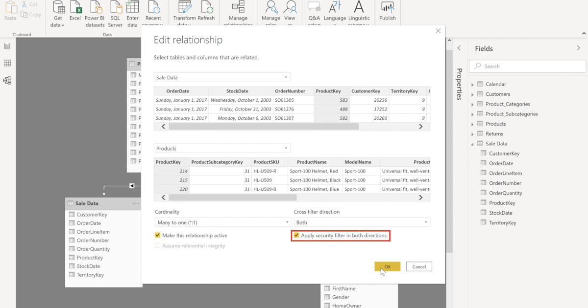 Cách sử dụng trường dữ liệu chung trong Relationship với PowerBI