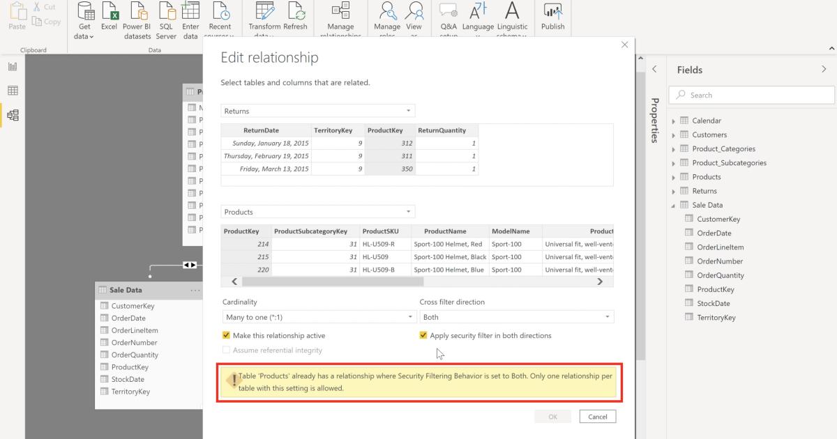 Cách sử dụng trường dữ liệu chung trong Relationship với PowerBI