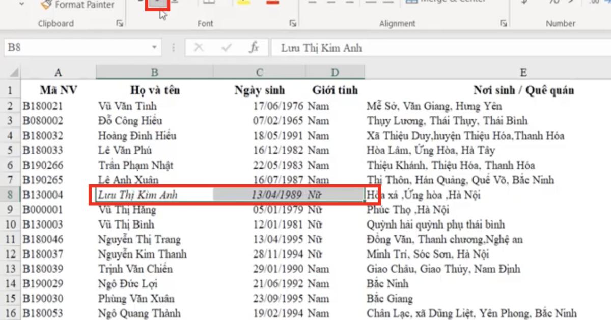 Kỹ thuật định dạng font chữ cơ bản và nâng cao trong Excel