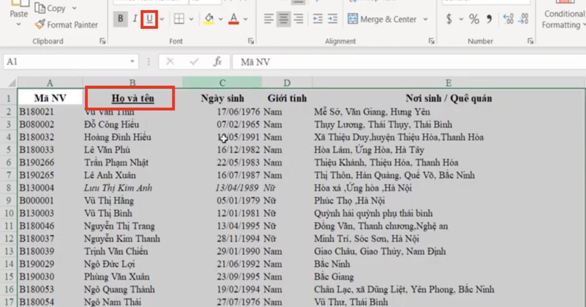 Kỹ thuật định dạng font chữ cơ bản và nâng cao trong Excel
