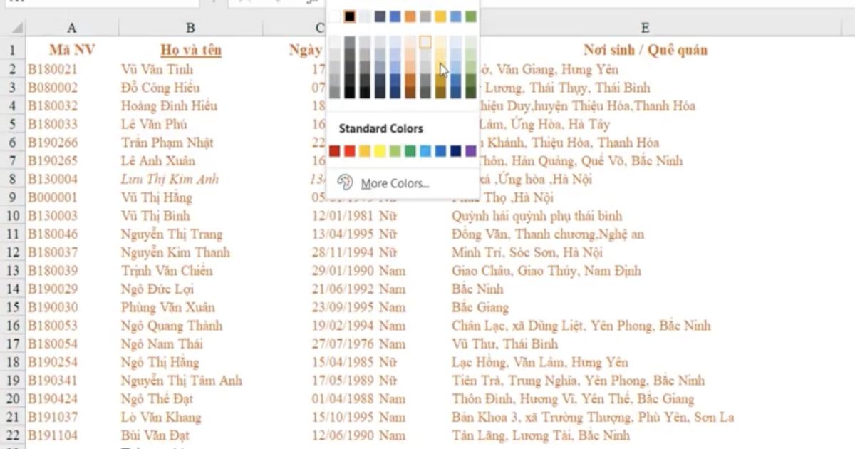 Kỹ thuật định dạng font chữ cơ bản và nâng cao trong Excel