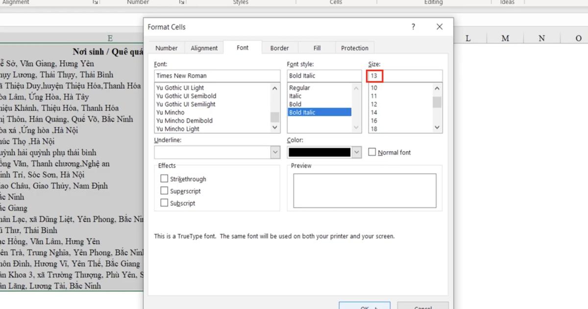 Kỹ thuật định dạng font chữ cơ bản và nâng cao trong Excel
