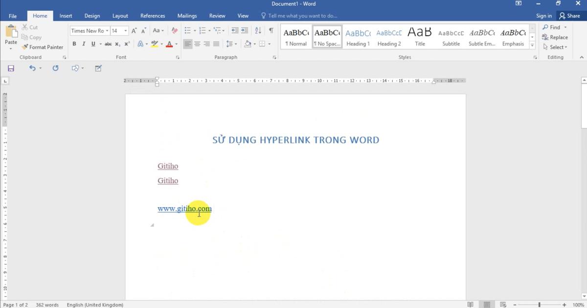 Cách tạo hyperlink trong Word