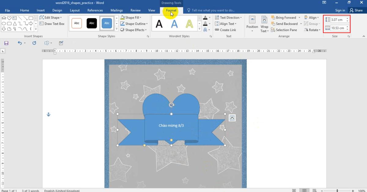 Thao tác chèn, định dạng và chỉnh sửa Shape trong Word