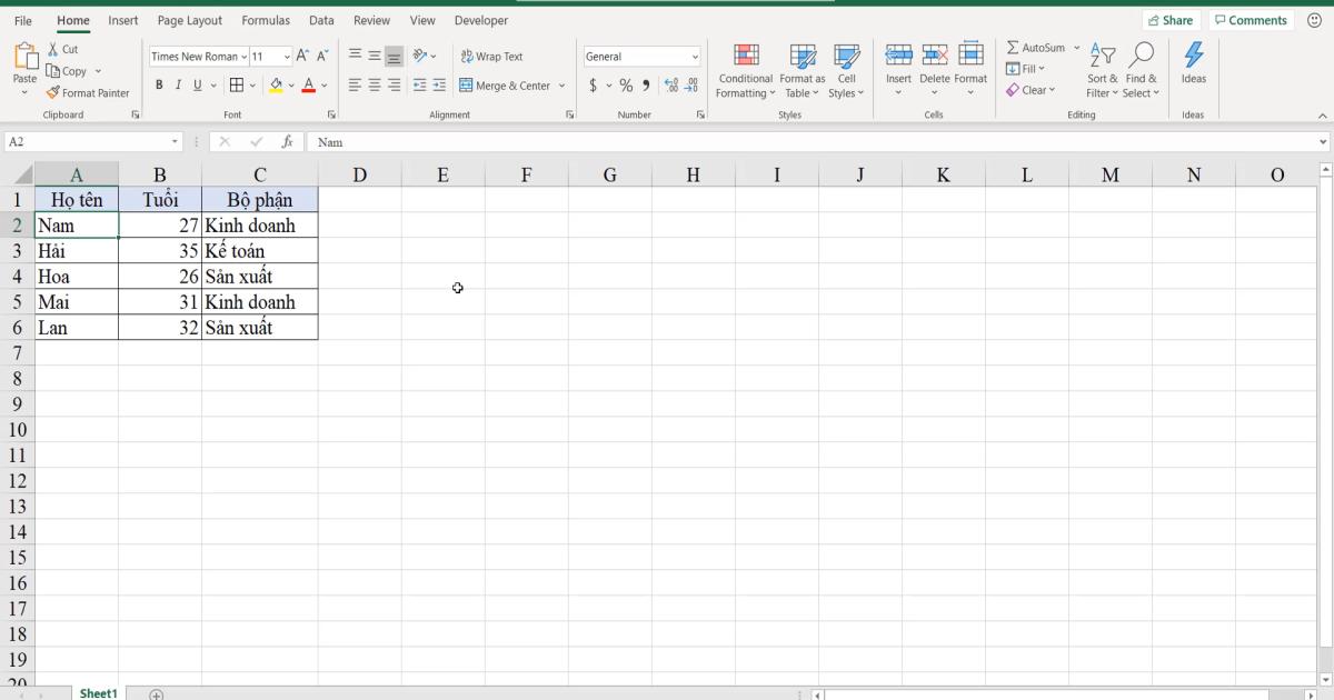 Một số thao tác Excel thường dùng với đối tượng Ô, vùng ô