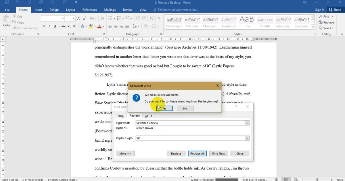Hướng dẫn sử dụng chức năng Find & Replace trong Word