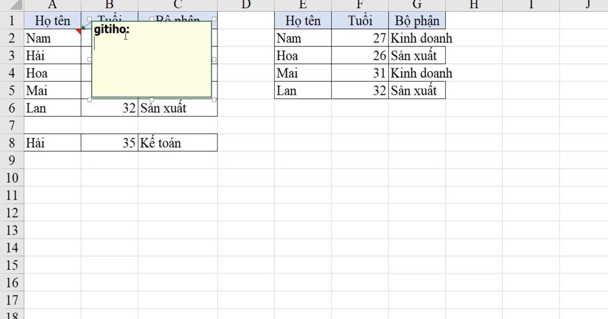 Một số thao tác Excel thường dùng với đối tượng Ô, vùng ô