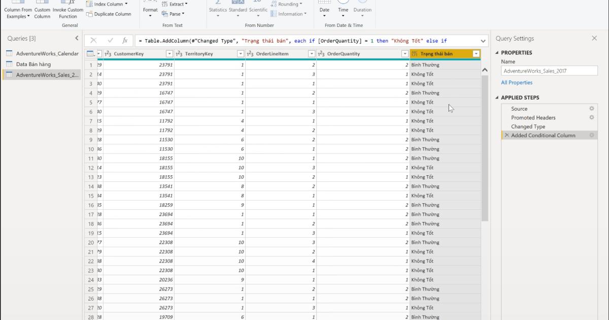 Cách thêm Index và Conditional Column khi xử lý dữ liệu với PowerBI