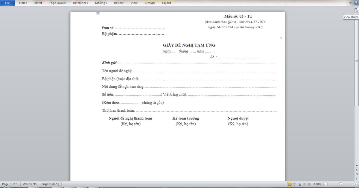 Mẫu hoá đơn thu và chi chuẩn thông tư của Bộ Tài Chính trên Excel