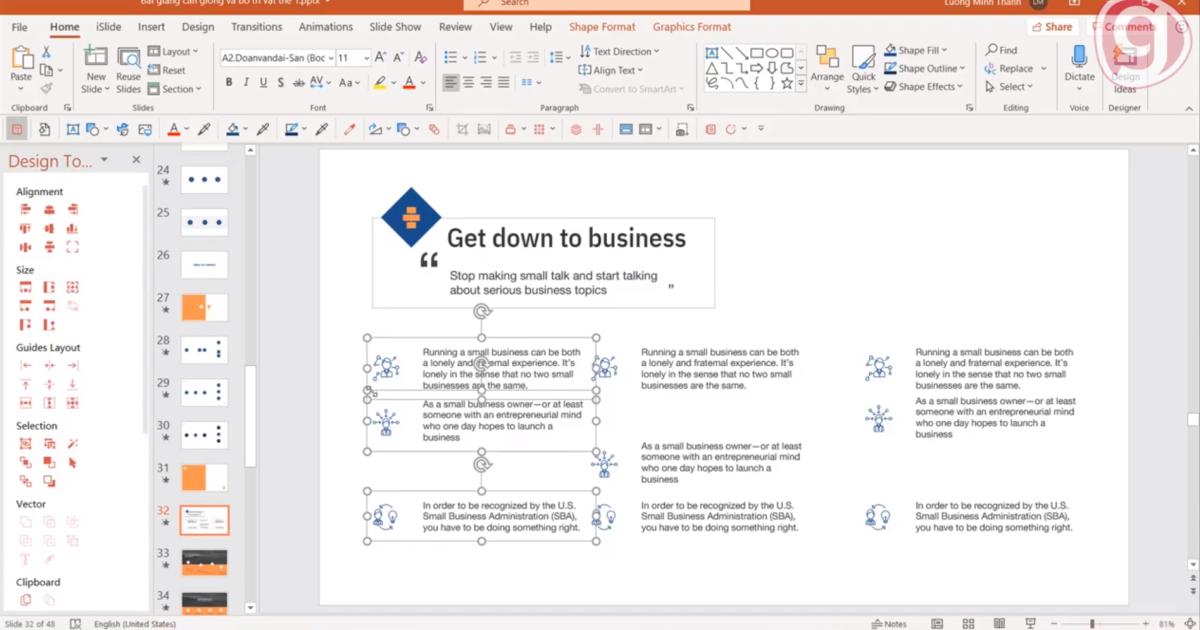 Căn gióng tự động trong Powerpoint