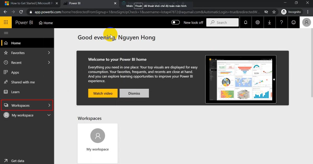 Hướng dẫn cách cài đặt tài khoản PowerBI Pro miễn phí