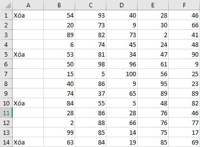 Làm sao để xóa nhiều dòng cùng một lúc trong Excel?